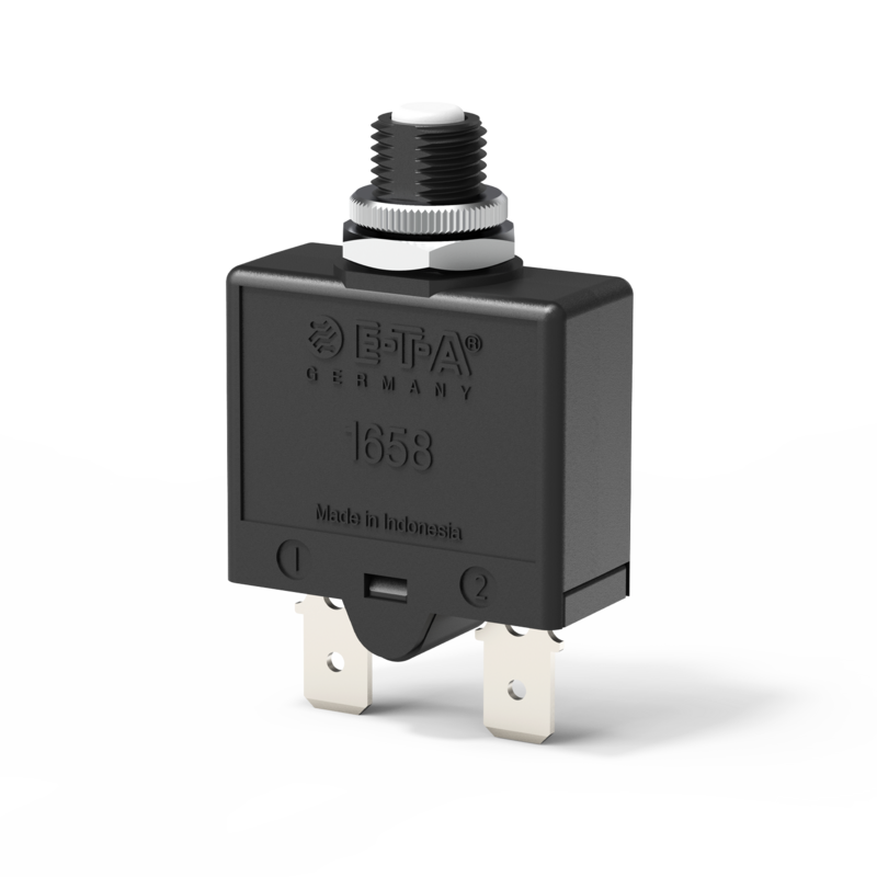 Thermischer Schutzschalter, Typ 1658 | E-T-A Typ 1658 von E-T-A: Thermischer Schutzschalter in Kleinbauweise mit Gewindehalsbefestigung oder als »Snap-in«-Version.