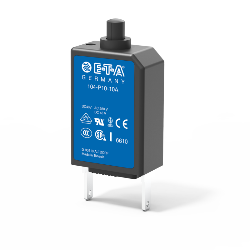 Typ 104 von E-T-A: Einpoliger, thermischer Schutzschalter in Kleinbauweise.