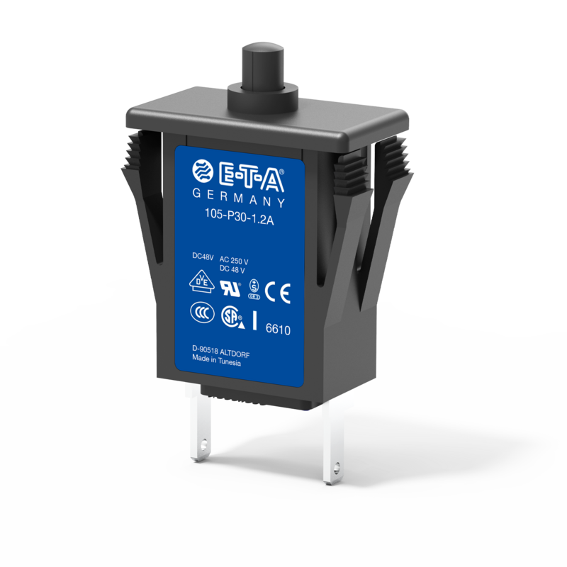 Thermischer Schutzschalter, Typ 105 | E-T-A Typ 105 von E-T-A: Einpoliger, thermischer Schutzschalter in Kleinbauweise, wahlweise mit Handauslöser.