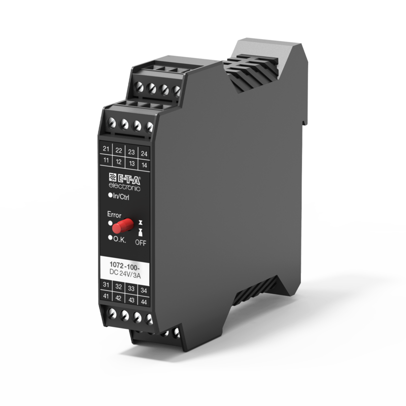 Typ E-1072-100 von E-T-A: Das E-T-A-Schutzschaltrelais E-1072-100 ist ein zweipoliger elektronischer Schaltverstärker.