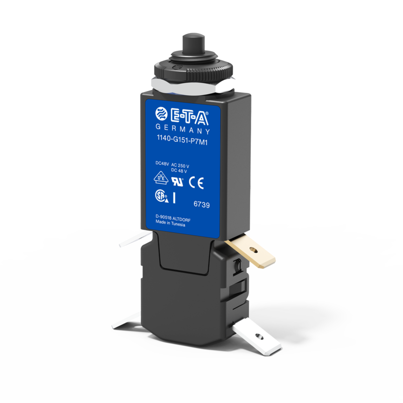 Thermischer Schutzschalter, Typ 1140-G15 | E-T-A Typ 1140-G15 von E-T-A: Zweipoliger Schutzschalter mit einem thermisch geschützten Pol.