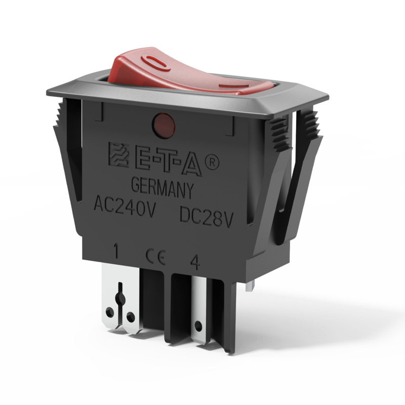 Kombination Schutzschalter/Ein-Aus-Schalter, Typ 1410-F1 | E-T-A Typ 1410-F1 von E-T-A: Kombination Schutzschalter/Ein-Aus-Schalter mit beleuchteter Schaltwippe, einpolig.