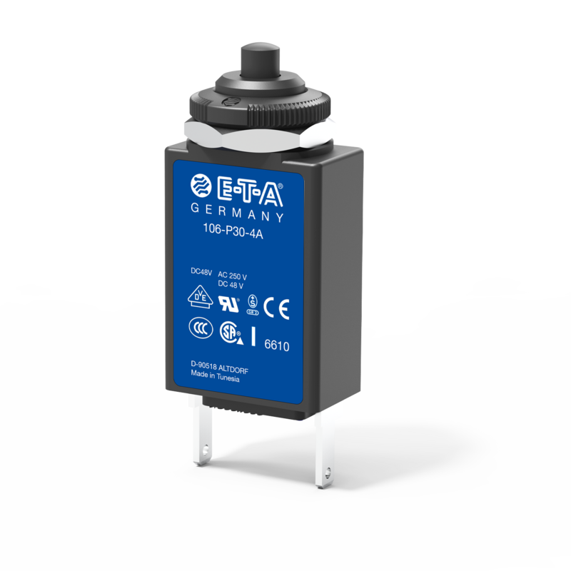 Thermischer Schutzschalter, Typ 106 | E-T-A Typ 106 von E-T-A: Einpoliger, thermischer Schutzschalter in Kleinbauweise.